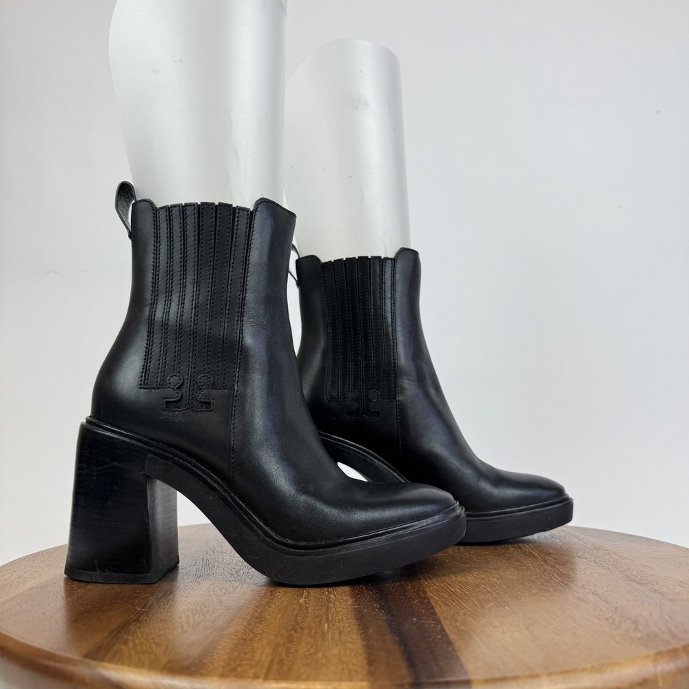 Womens Tory Burch T Chelsea Black Casual High Heeled Ankle Booties Size 6‎ M GUC